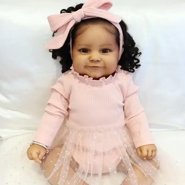 

60CM Huge Baby Reborn Toddler Doll Maddie in Dark Brown Skin High Quality Genesis Hand Painted Doll with Visible Veins