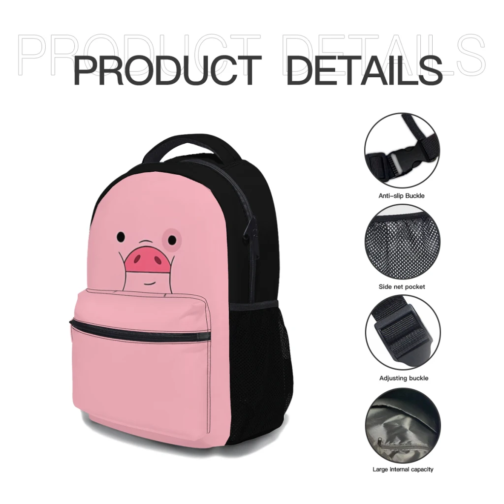 Mochila Cute Pig Face para meninas e meninos, alta capacidade, impermeável, bolsa de faculdade, moda, laptop, moda, novo, 17"  