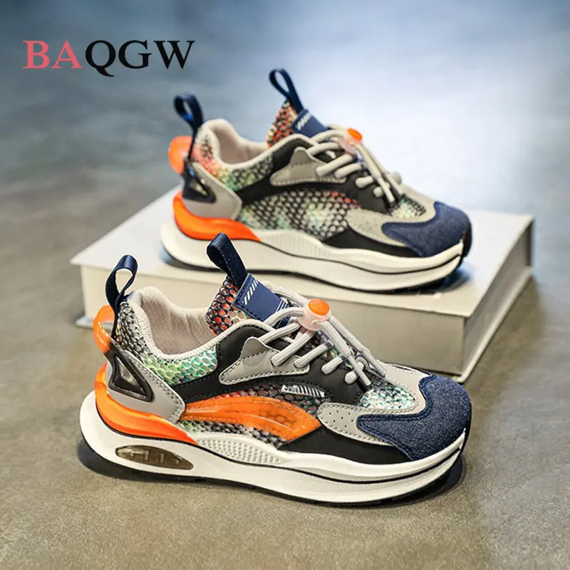 Boys' Sports Shoes Summer Tennis Shoes Hollow Out 2022 New Children's Mesh Breathable Sports Shoes Summer Student Dad Shoes