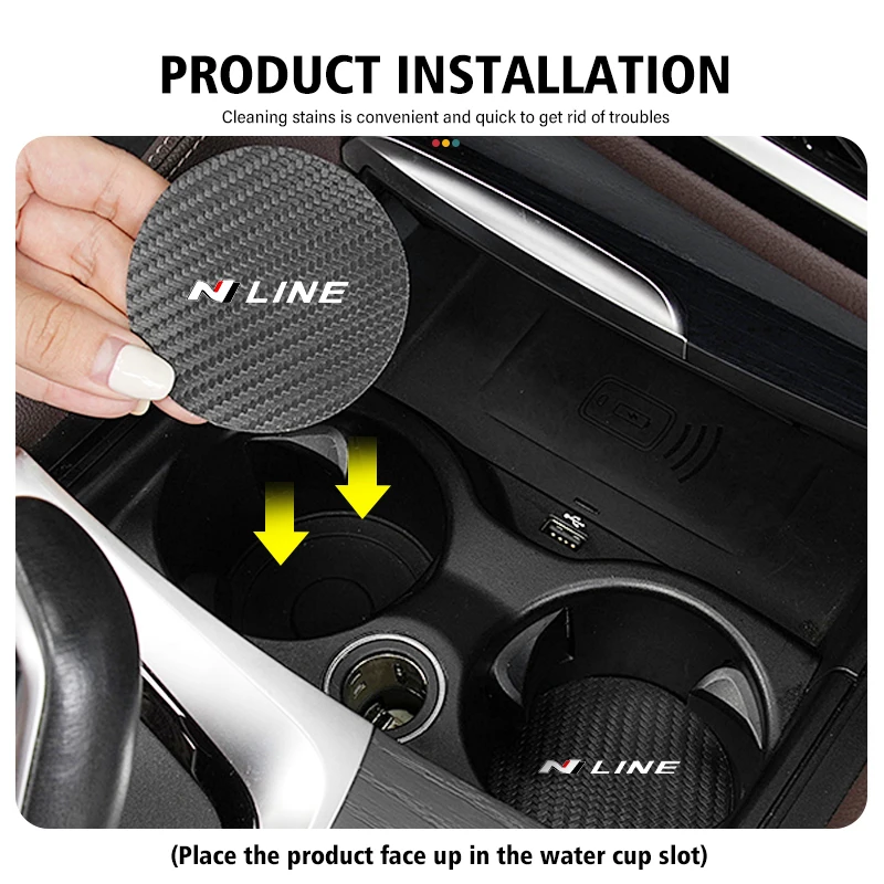 2pcs Car Coaster Water Cup Holder Anti-Slip Pads Accessories For Hyundai Sonata i30 i20 Tucson Elantra Kona N Line view 2