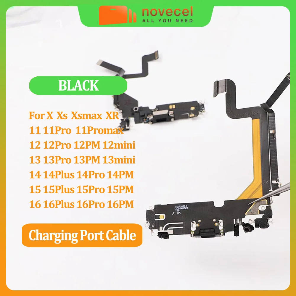 Original USB Dock Port Flex Cable For iPhone 12 13 14 15 16 pro max plus Charger Charging Connector Microphone Mic Ribbon Repair