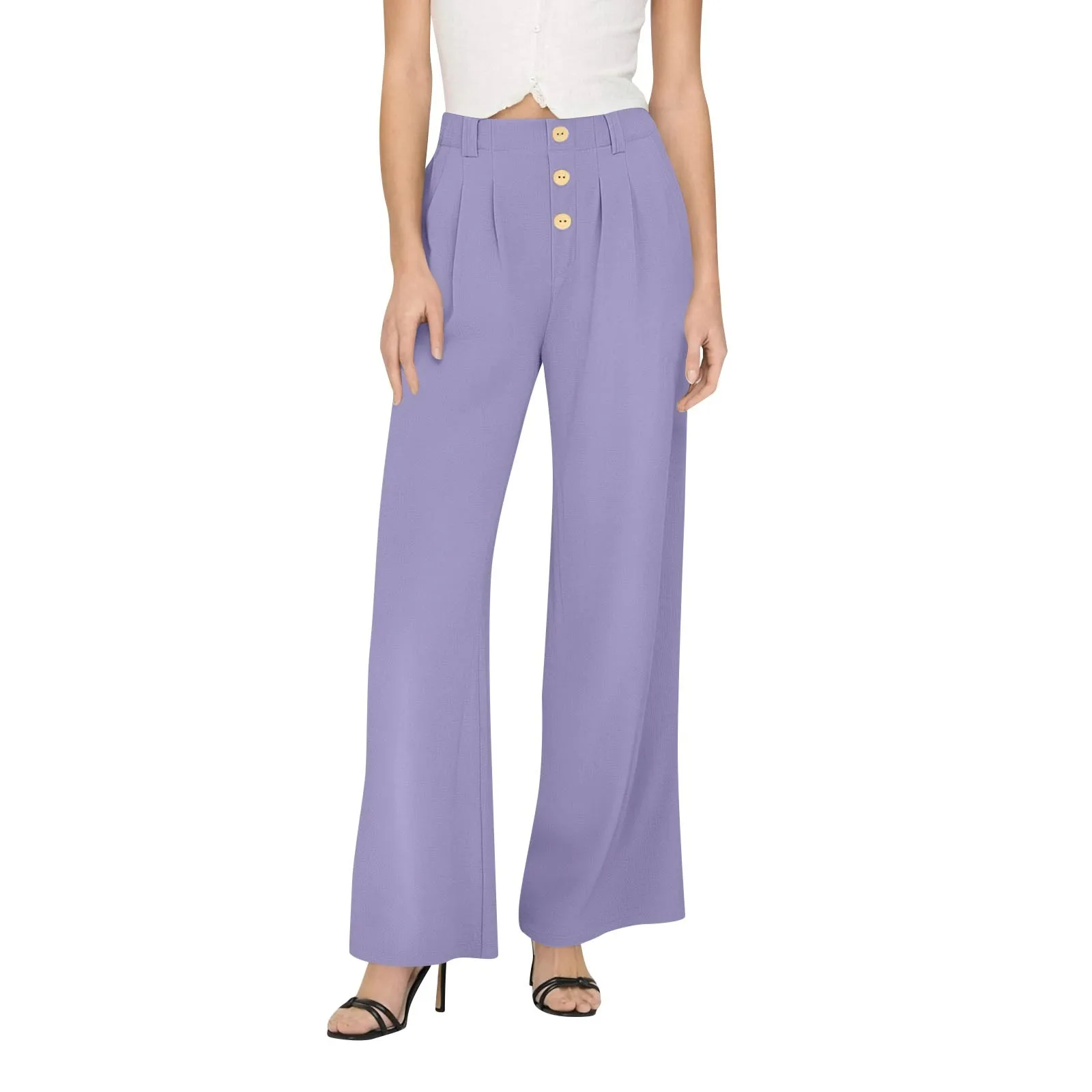 

Women's Casual Time Straight Leg Pants Solid Color High Waist Pants With Pockets Pants for Women Women’s Pants Women’s Pant 2025