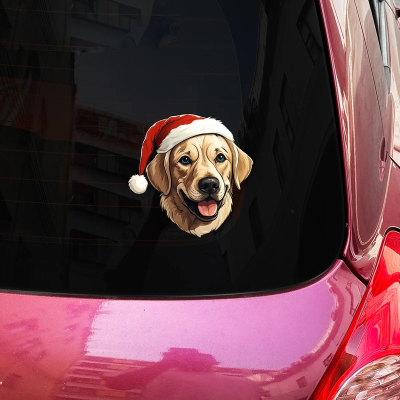 Autocollants de Noël imperméables pour moto, décalcomanies en vinyle bricolage, chien Golden Retriever, Hurbike, carburant précieux, coffre de voiture, décoration de fenêtres