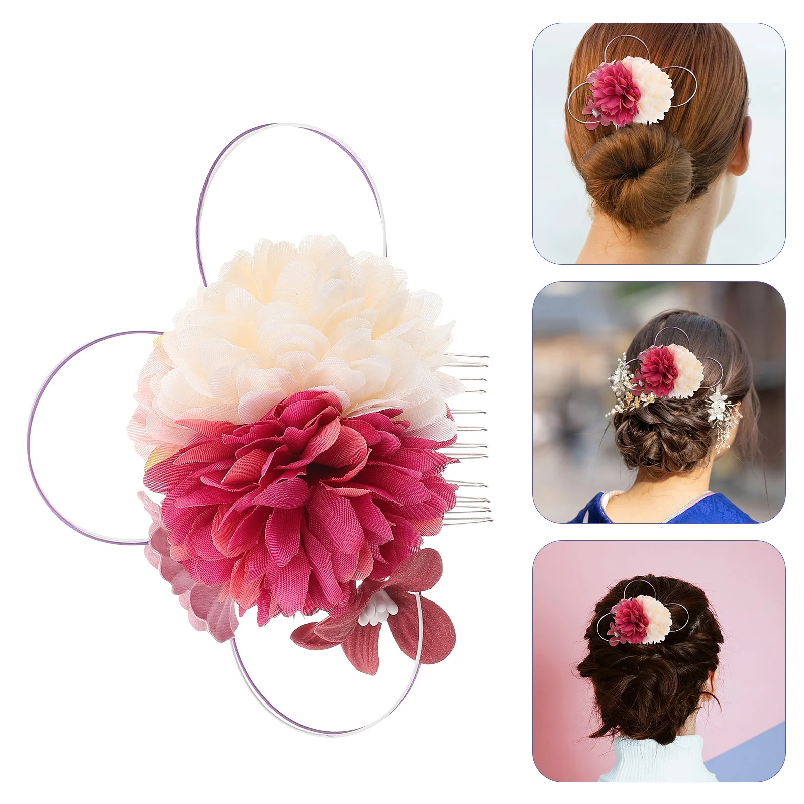 

Handmade Accessories Asian Flower Clips Geisha Bride Bridal Combs Elegant Chrysanthemum Hairpins Durable Faux Flower Hairpins