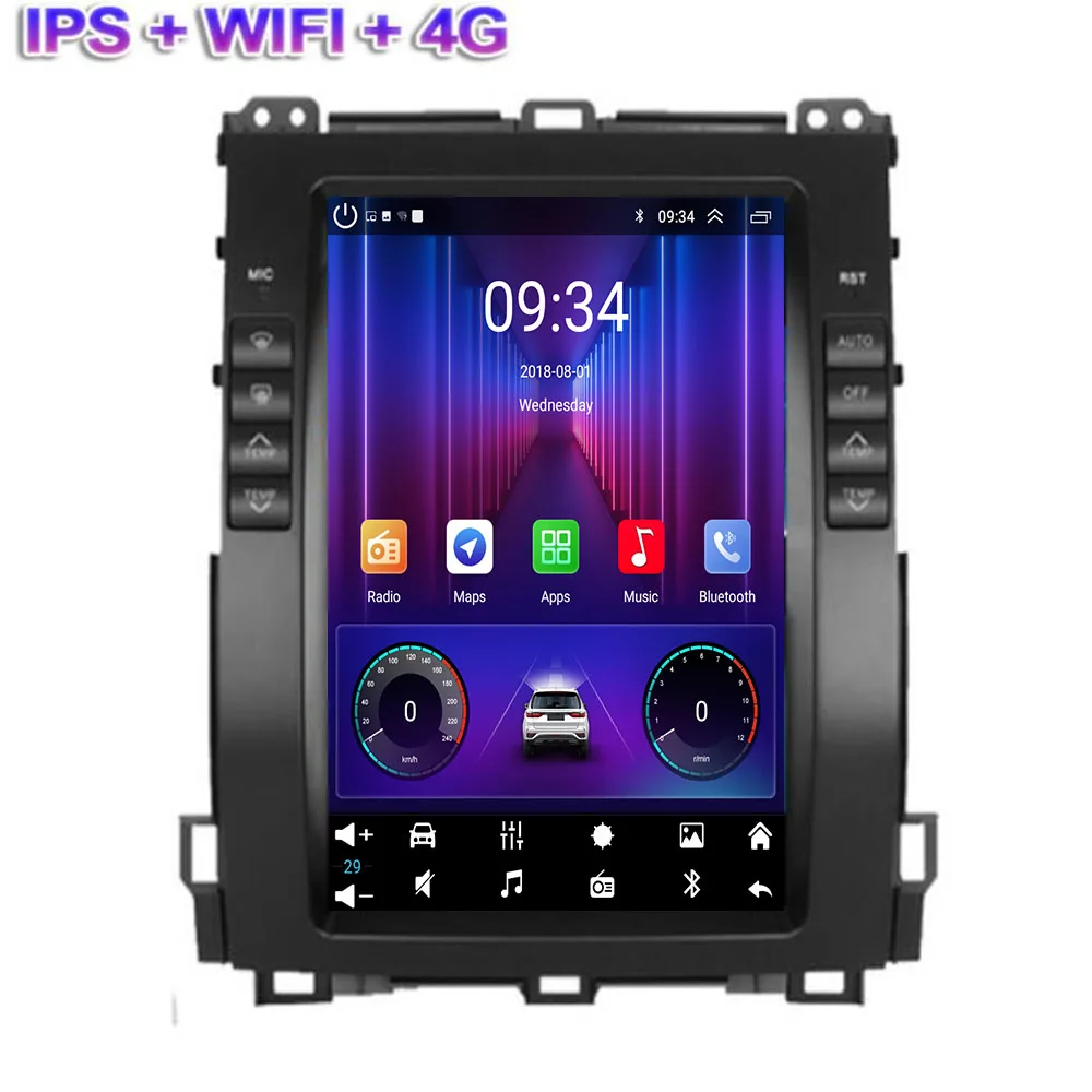 

Wireless Android 14 For Toyota Land Cruiser Prado 120 2004-2009 Multimedia Stereo Carplay GPS Tesla Style 5G Wifi Touch Display