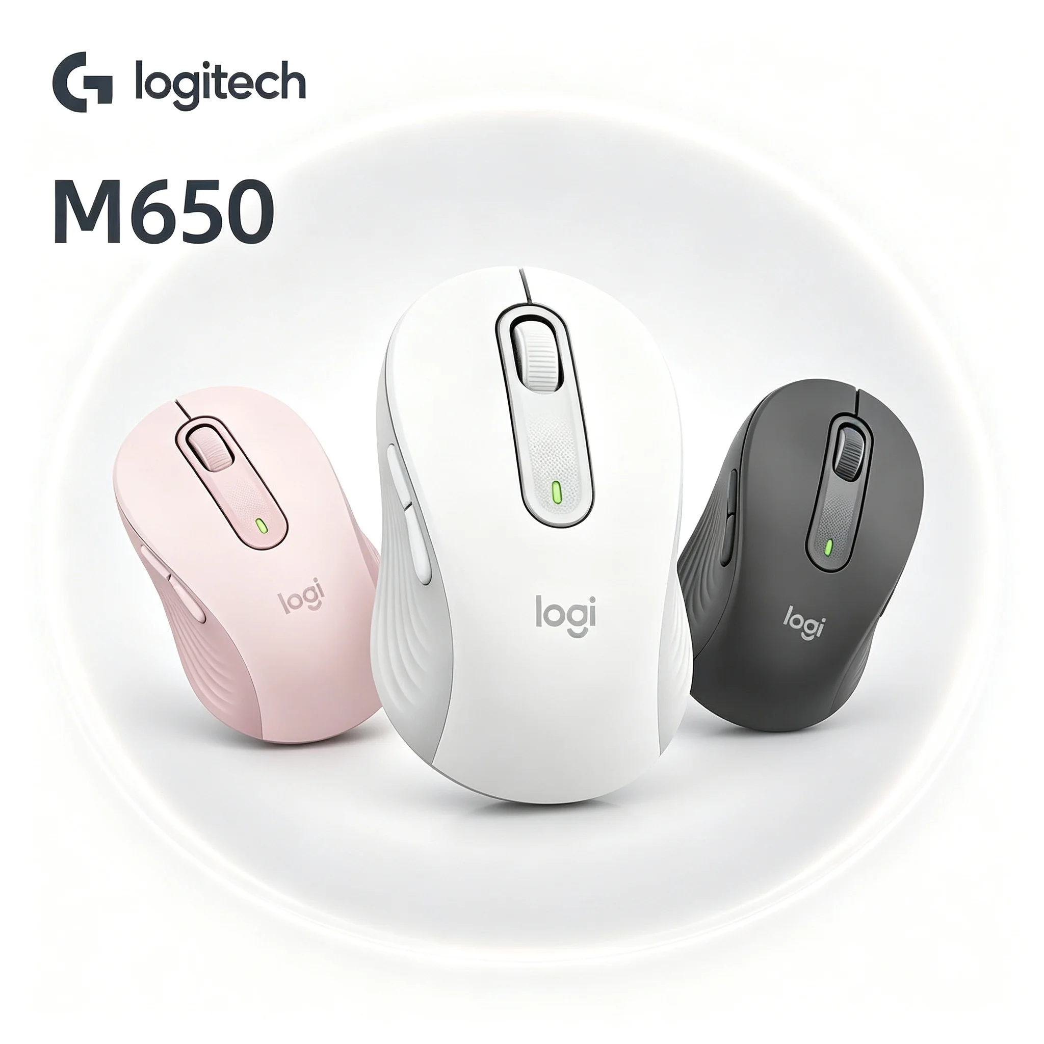 Logitech M650 Multi‑System Wireless Bluetooth Mouse Comfort Ergonomic Grip Quiet Buttons For Desktop Mac Laptop
