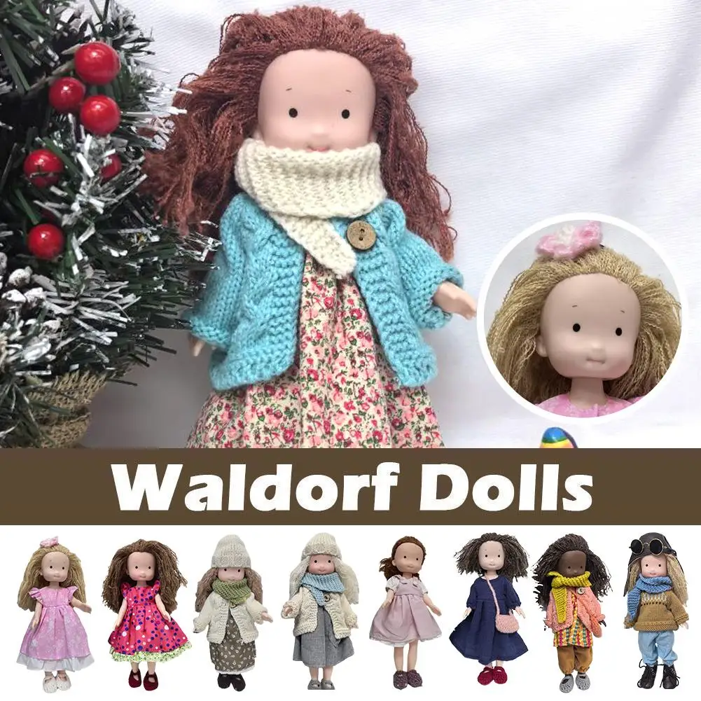 For Waldorf Doll Handmade Mini Dress Up Dolls Mini Cute Native Enamel Doll Kids Travel Soothing Toy Car Interior Decor Accessory