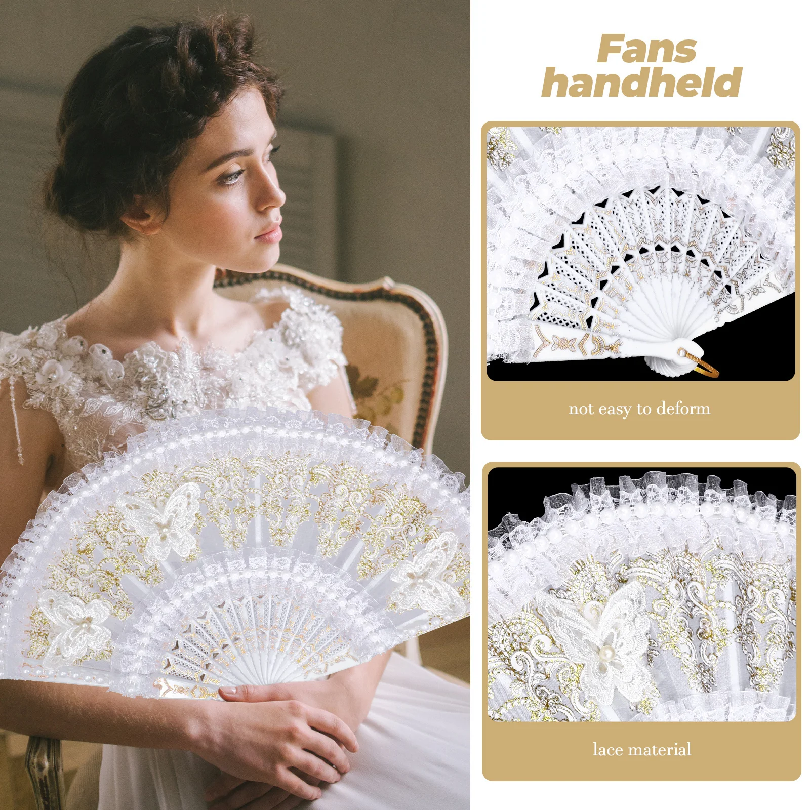 

Lace Folding Fan Vintage Handheld Portable Wedding Dancing Decorative Fan Hand Fans for Women Fans Handheld