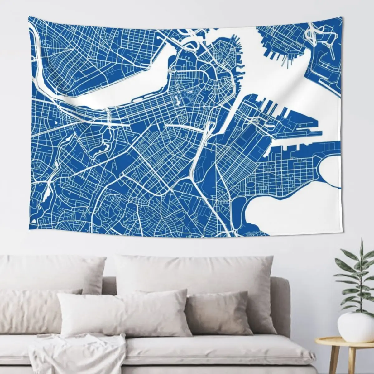 Boston Map - Deep Blue Tapestry Decorations For Room Home Decoration Accessories Tapestry