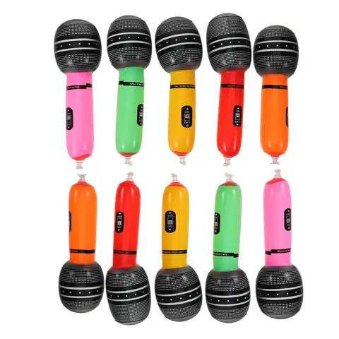 10 Pcs Inflatable Fake Microphone Mic Prop Realistic Simulation Microphones For Stage Performance Party Holiday Diy