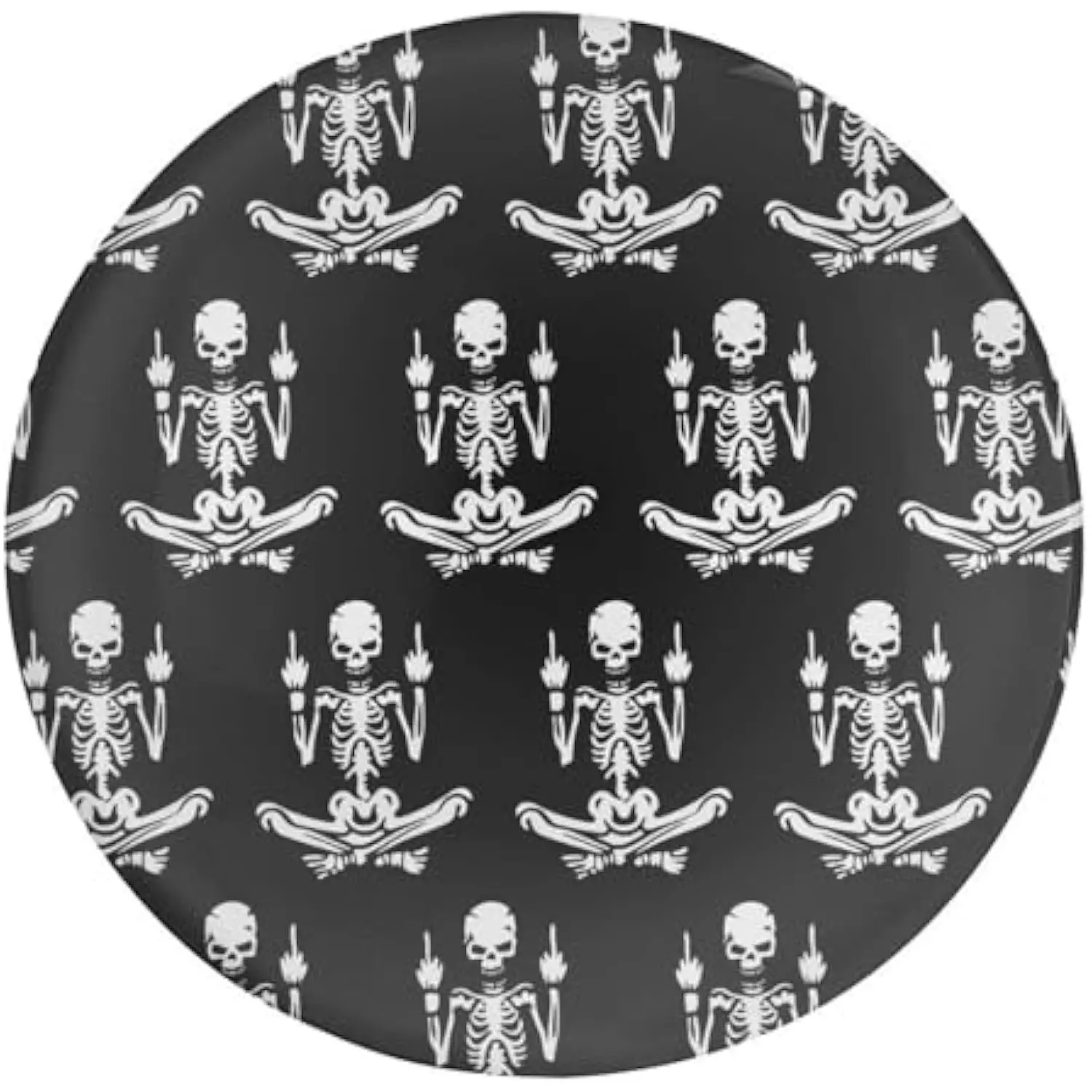 Meditation Skeleton Middle Finger PopSocket Grip Funny Goth Decor Circular Compact Mirror Sticker Accessory