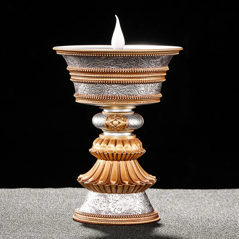 Electronic Butter Lamp Buddha Lamp Led Pilot Lamp Charging Butter Lamp Household Candlestick Smoke-Free Environmental