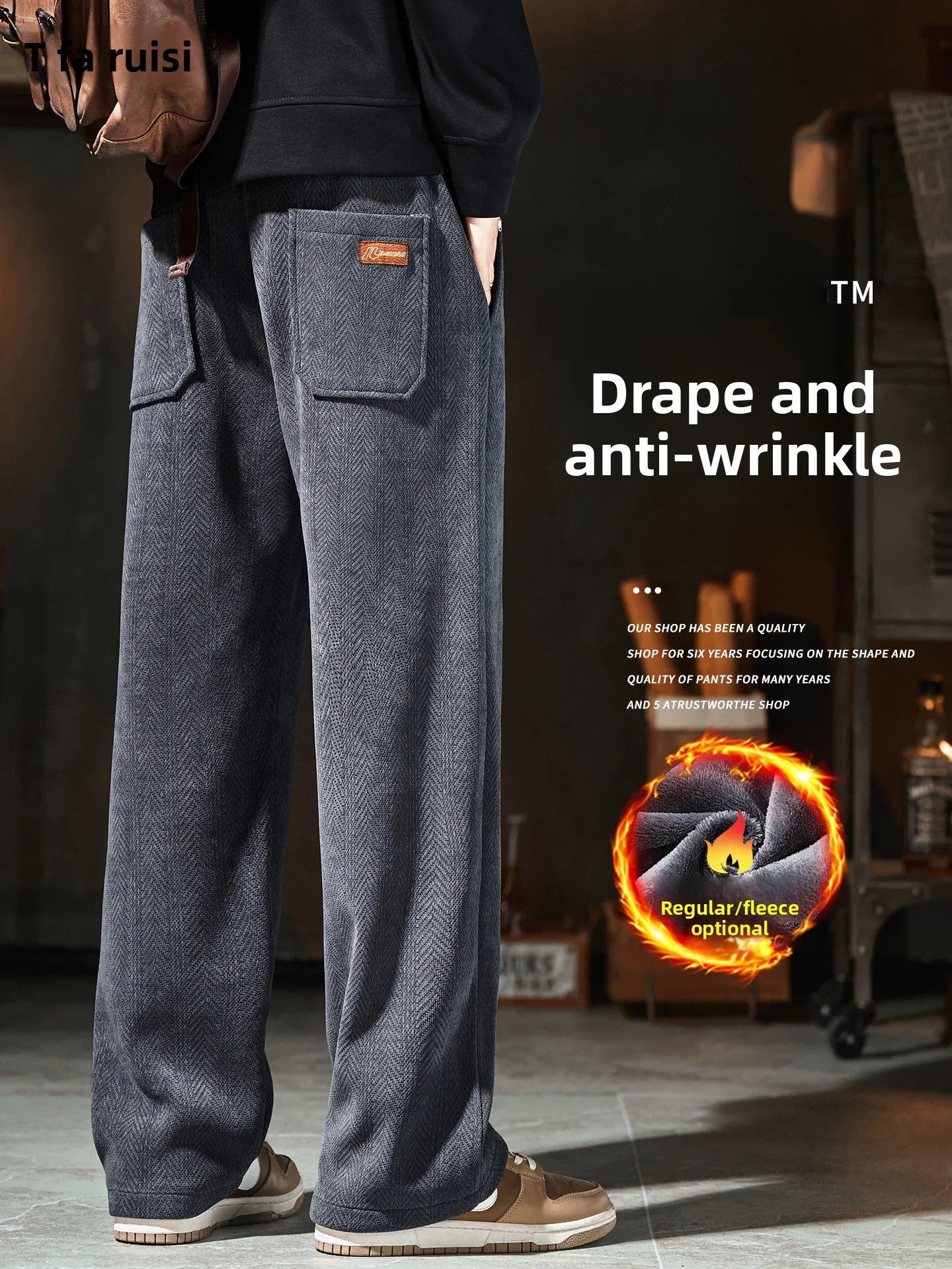 

Men's Casual Fleece Lined Sports Thickened Straight Leg Pants Winter Warm Comfortable Soft Polyester Elastic Fiber Black Grey...
