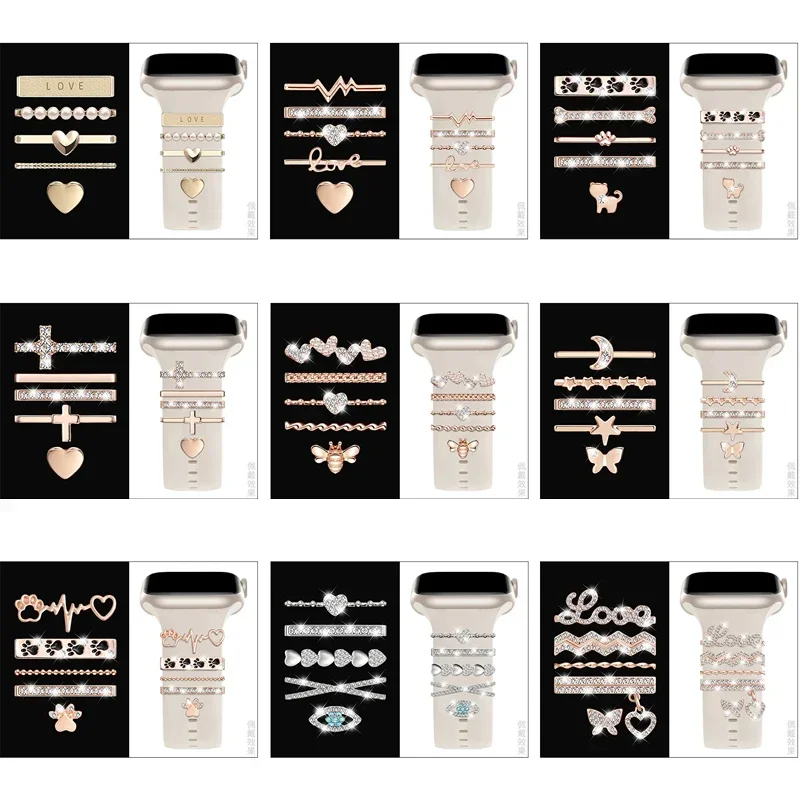 الديكور لساعة أبل الترا 2 الفرقة 10 9 8 7 الماس مجوهرات Charms اكسسوارات سامسونج/هواوي حزام ساعة اليد 20/22 مللي متر سوار