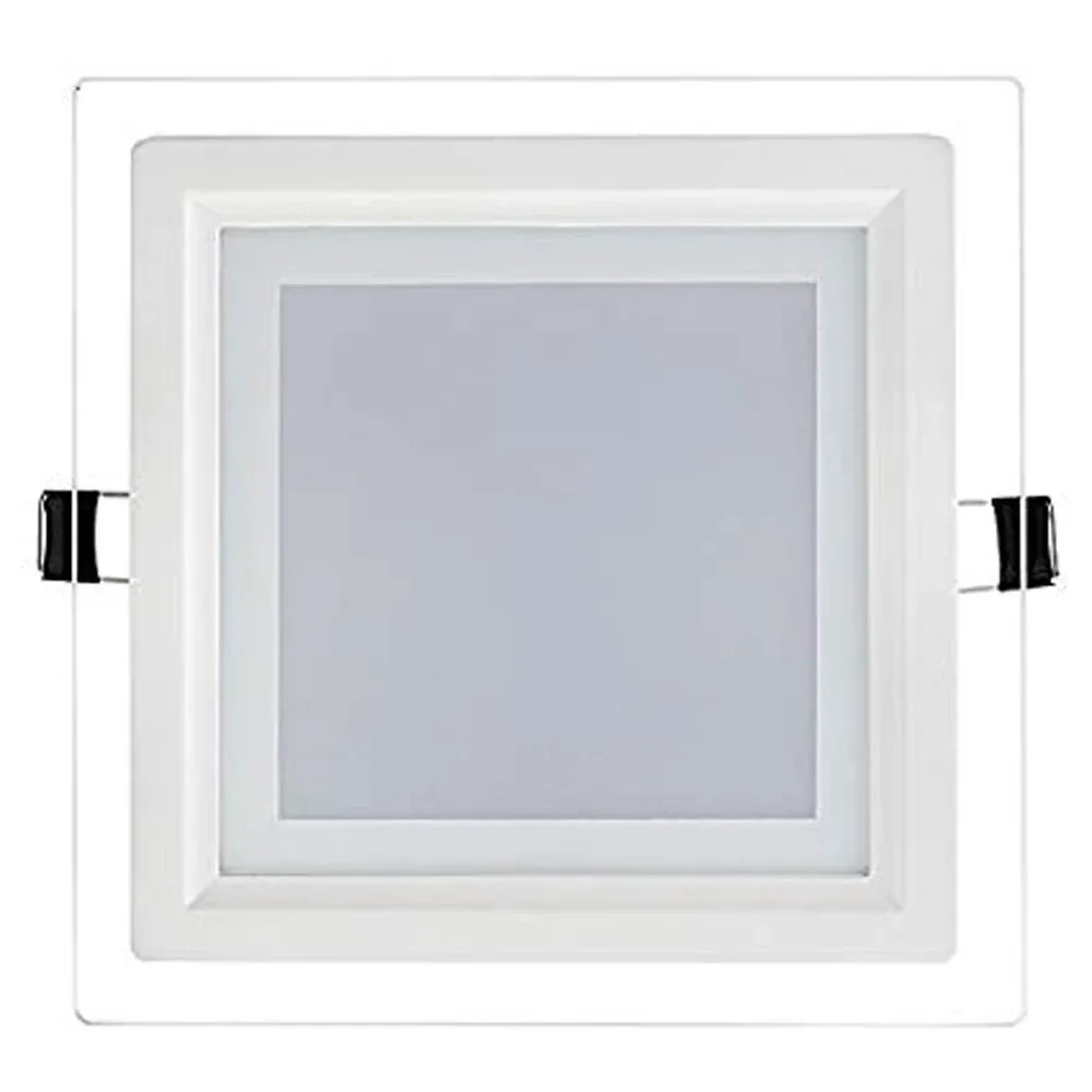 10pcs AC85-265 12w 18 Watt LED Panel Downlight Square Glass Panel Lights High Brightness Ceiling Recessed Lamps With Adapter