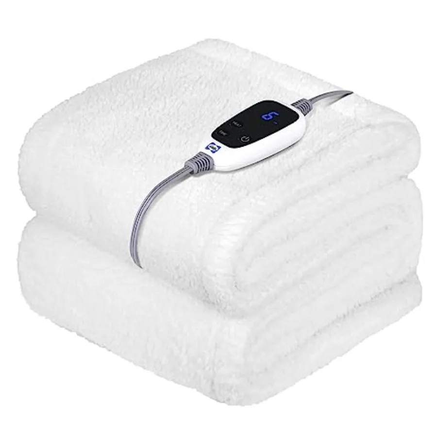 

Electric Blanket Heated Throw 50"x60" Soft Double Sherpa Super Cozy with 6 Fast Heating Levels and 2-10 Hours Auto-Off Over-Hea