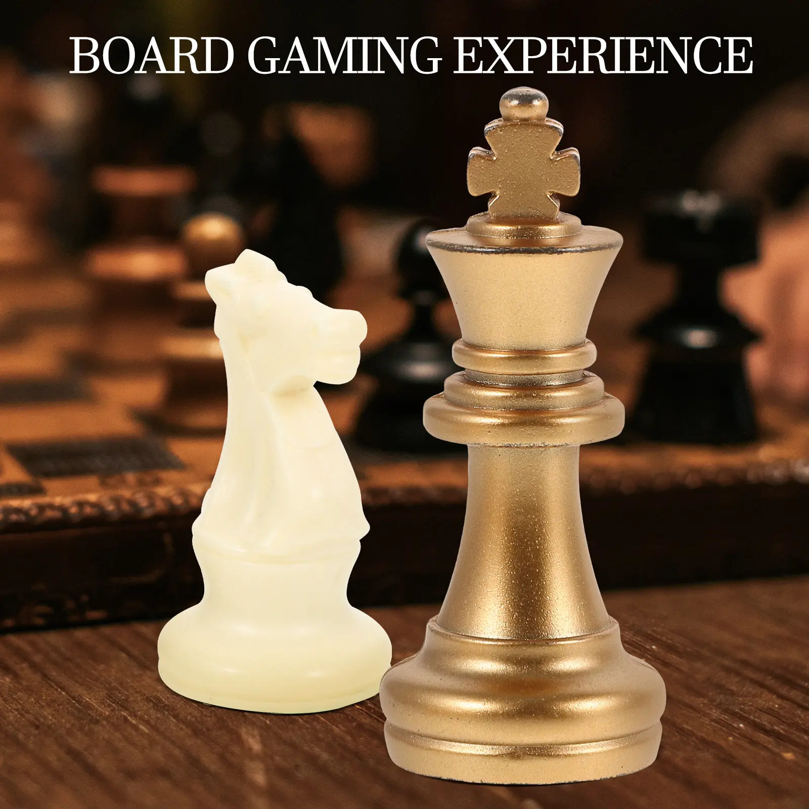 

Набор шахматных фигур из пластика с гальваническим покрытием под золото, маленькие, с удобным захватом, для развития интеллекта, логики и воображения