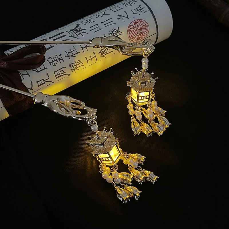 VANIKA New Ancient Style Hairpin Chinese Palace Lantern Hair Sticks Ornament Elegant Retro Tassel Headpieces ACCESSORI FOR GIRL