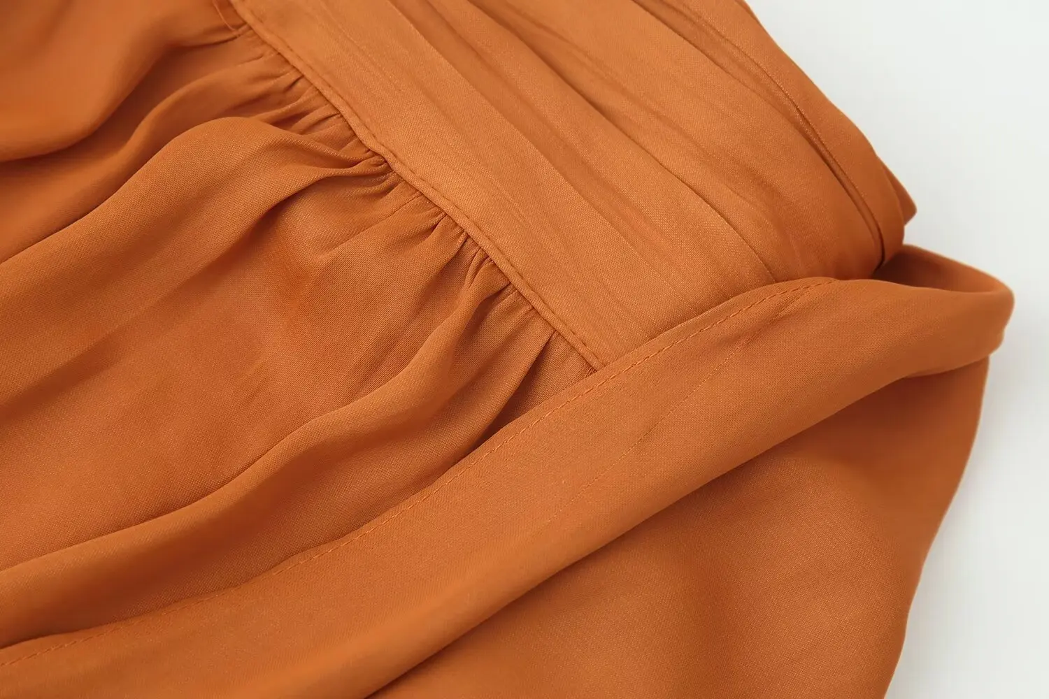 Nlzgmsj 2026 Sommer Damen Orange Neckholder-Bluse Ärmellos mit Überkreuz-Drapierung Rückenfreies Crop-Top – Detail 4