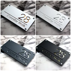 Placas 3D para pared de casa, letrero de puerta personalizado de estilo moderno europeo, decoración artística para el hogar, señal de número de placa al aire libre