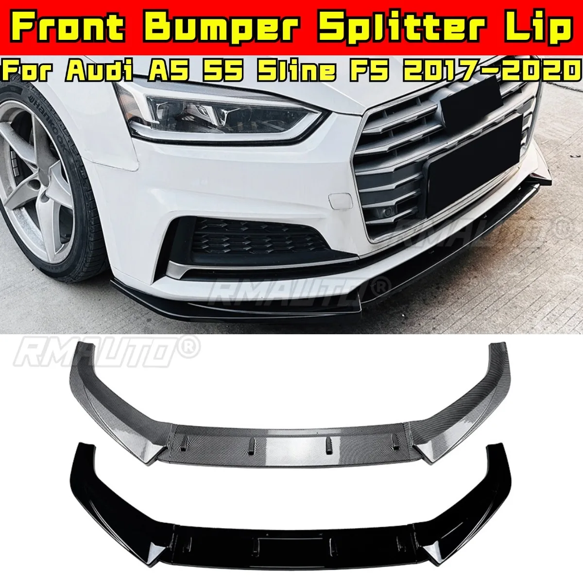 

For Audi A5 S5 Sline F5 2017-2020 Body Kit Front Bumper Spoiler Front Bumper Diffuser Lip Splitter Car Accessories