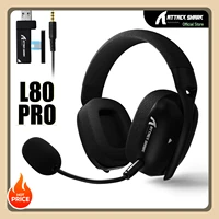 Auriculares inalámbricos ultraligeros para juegos Attack Shark L80PRO, sistema de micrófono Dual flexible, 2,4 Ghz/BT/3,5mm, con cable, baja latencia, PC/Mac/PS/XBOX