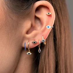 2 pçs de aço inoxidável alta qualidade orelha mal olho hoop brincos para as mulheres pequeno huggie punk earings cartilagem piercing jóias novo