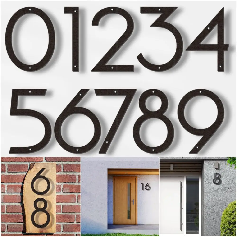 High Quality 8inch Alphabet Texture Number ABS Black Hotel Room Number Baking Paint Solid Numbers 0-9 Address Display - view 2