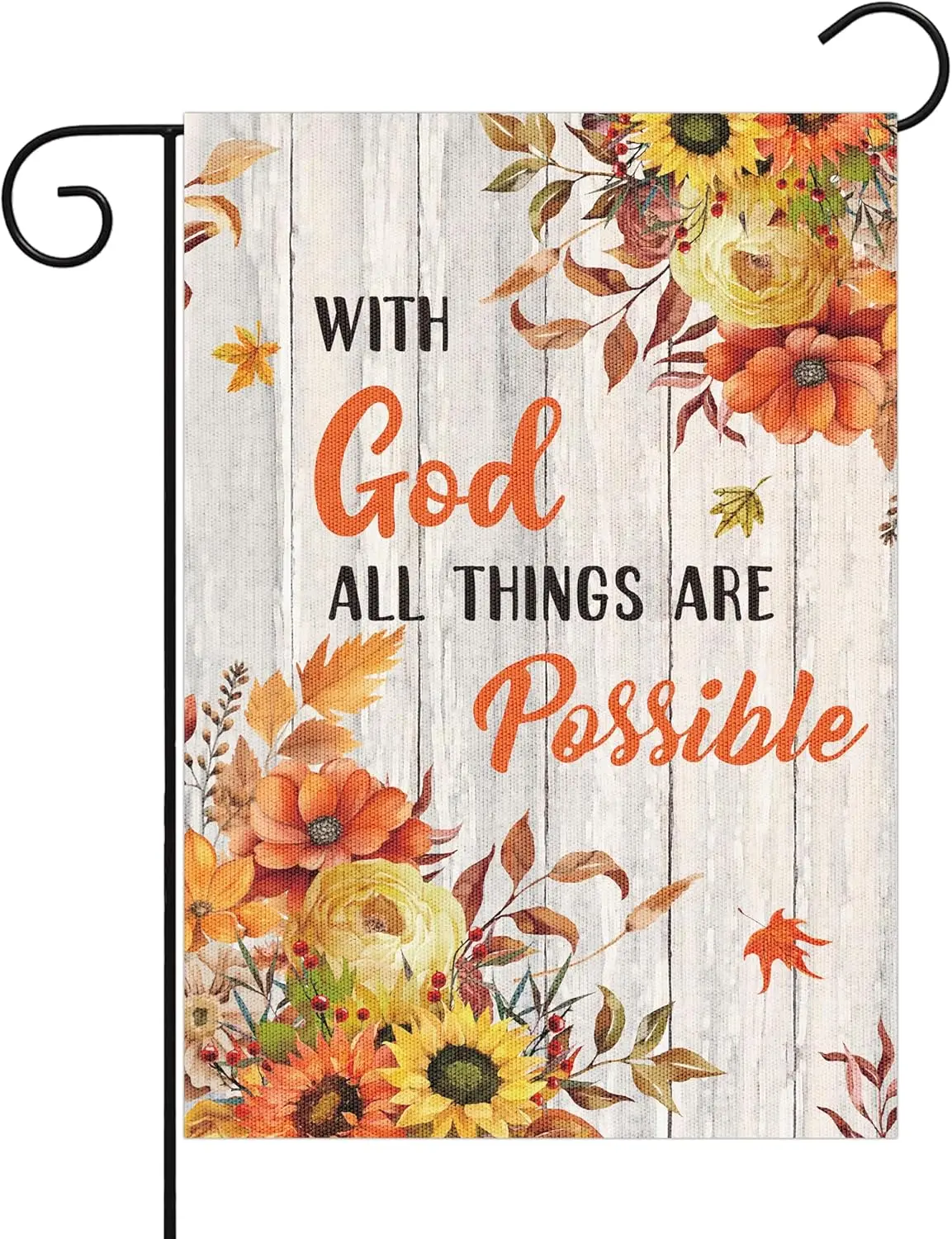 WATINC Fall Religious Garden Flag - 12 X 18 Inch linen Double Side With God All Things are Possible Garden Flag, Fall Religious