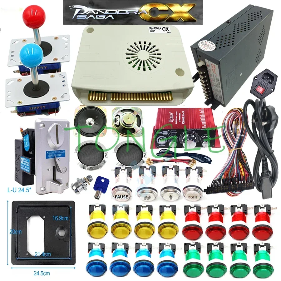 3D PANDORA SAGA CX 2800 In 1 DIY FULL KIT with LED Joystick Button Coin Acceptor Amplifier for Arcade Jamma Game Machine Cabinet