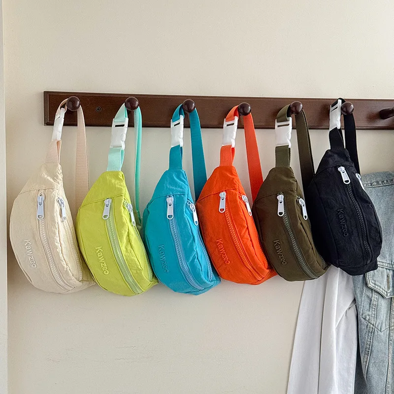 رسالة بلون الأولاد النايلون طبقة مزدوجة أكياس الصدر عارضة الرياضة الفتيات حقيبة كروسبودي المحمولة الاطفال حقيبة كتف الخصر حزمة