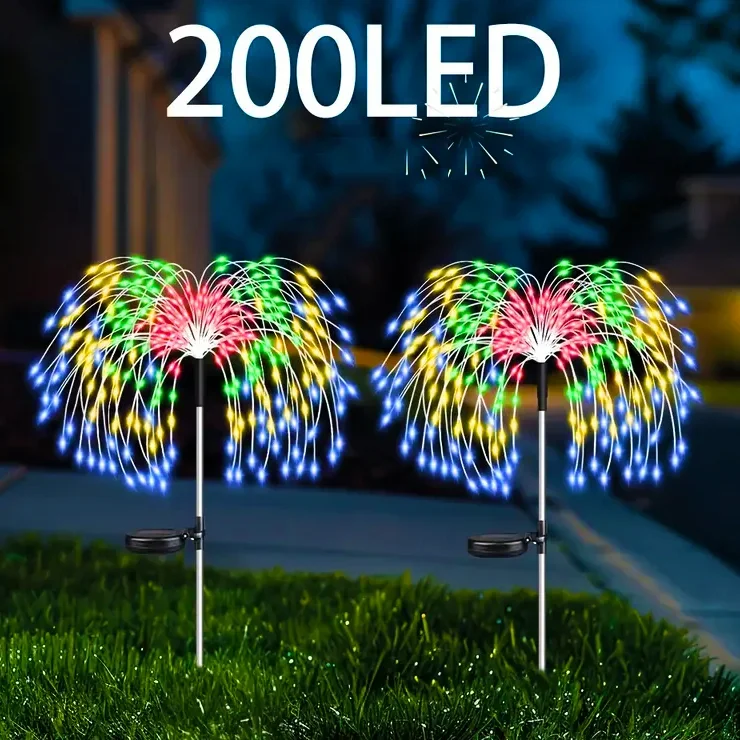 Solar Garden Lights Outdoor Waterproof Solar Firework Lights Decorative Outside for Flowerbed Halloween Christmas Decorations