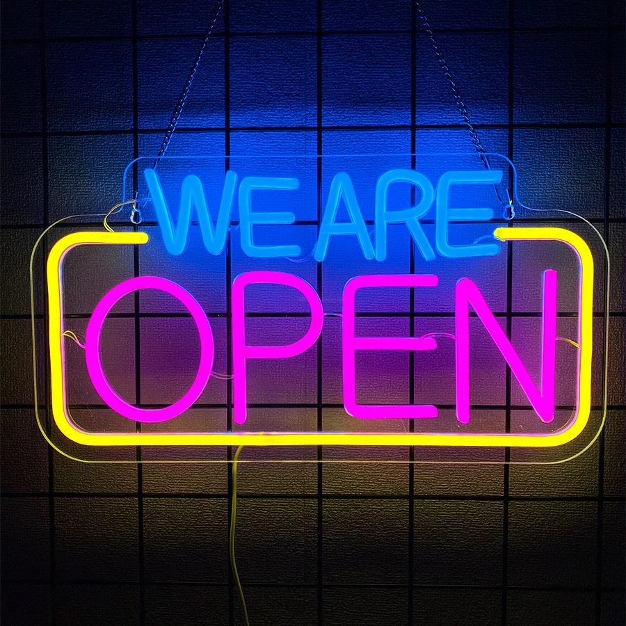 

Neon Open Signs for Business,We Are OPEN Bright Neon Light Up Sign Store Open Sign for Window Party Store Shop Bars