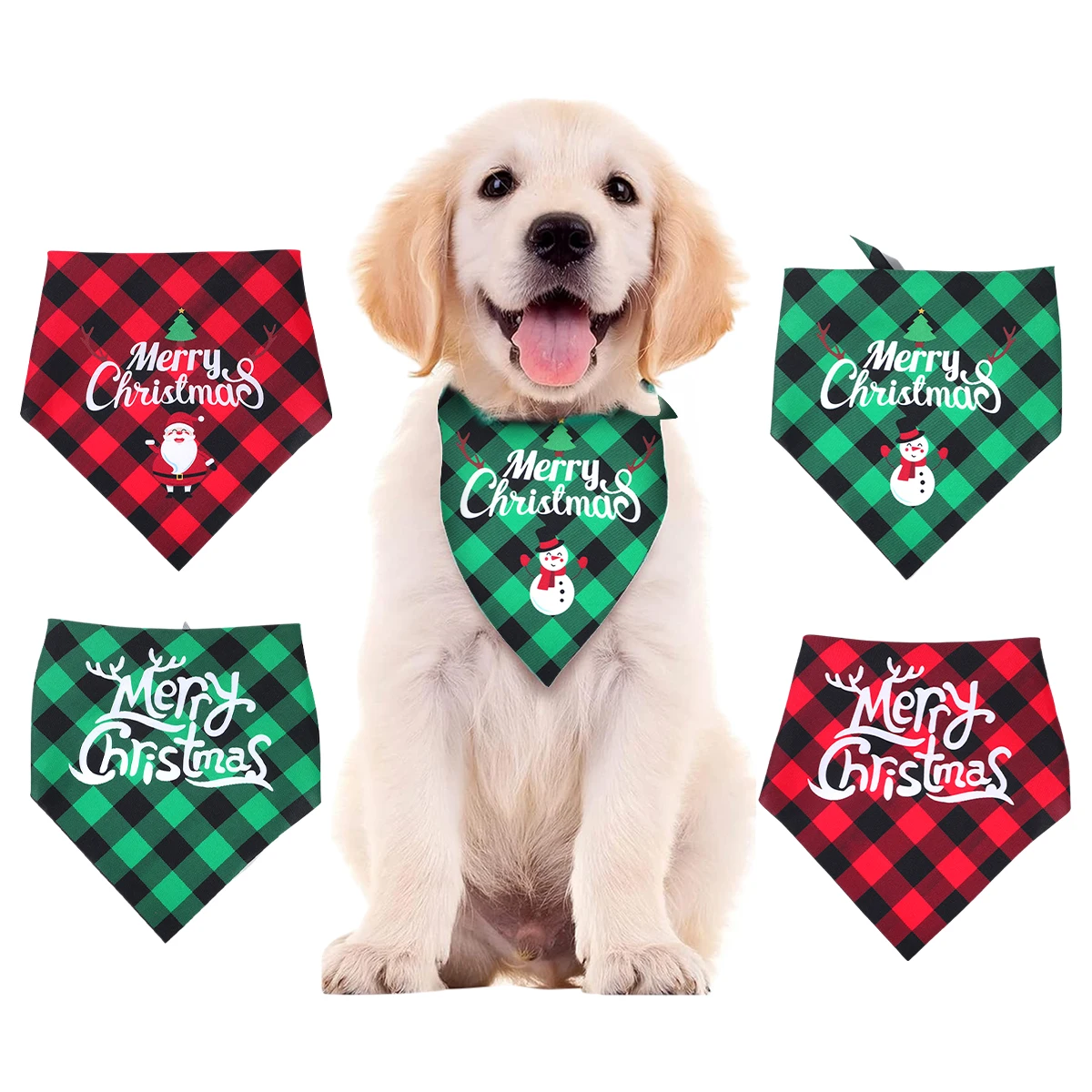 Christmas Dog Saliva Towel Triangle Bandana Puppy Kerchief  Xmas Saliva Scarf Accessories Pet Neckerchief Scarf Dog Saliva Towel