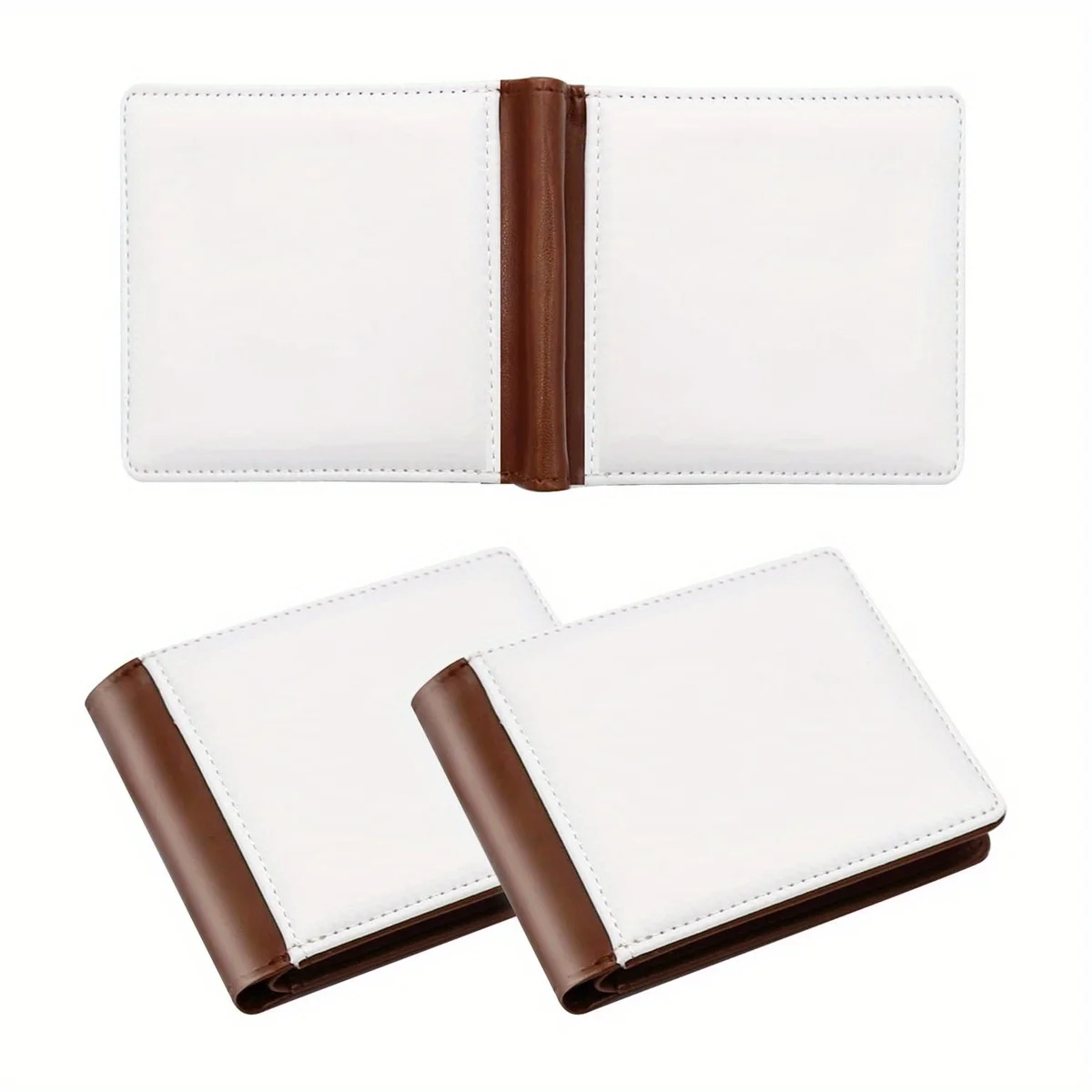 1pc Brown Sublimation Wallets for Custom Designs, Heat Transfer Business Card Holder & Travel Wallet 11x10cm