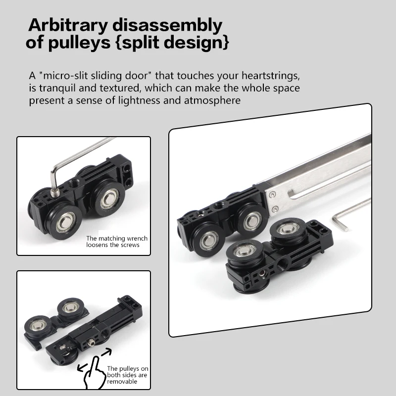 Wood Door Sliding Hardware Hanging Track 2/3/4 Panel Linkage Bidirectional Buffer Flush Micro Gap Linear Rail System