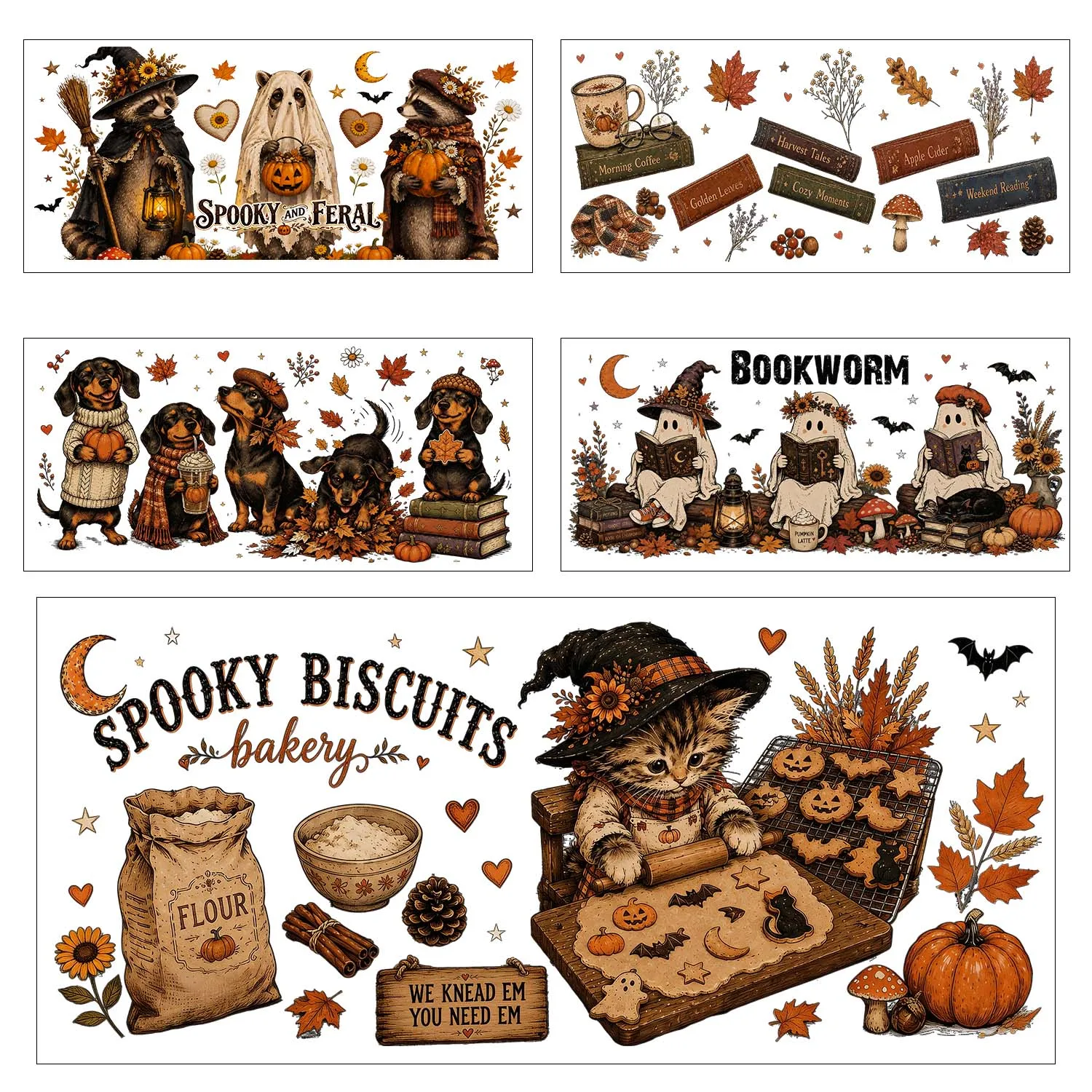 Spooky Pumpkin Halloween Cartoon UV DTF Transfer Sticker Waterproof DIY Decals 3D Transfers UVDTF Sticker 16oz UV DTF Cup Wraps