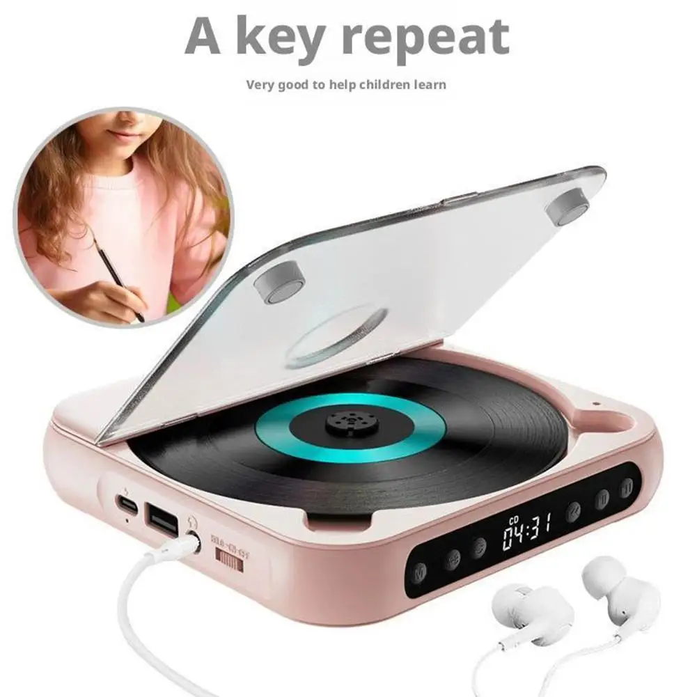 Portable Bluetooth CD Player – Hi-Fi Sound,heavy Bass, Rechargeable Battery, Playback, & Compact Wired Lightweight & Wirele J9T6