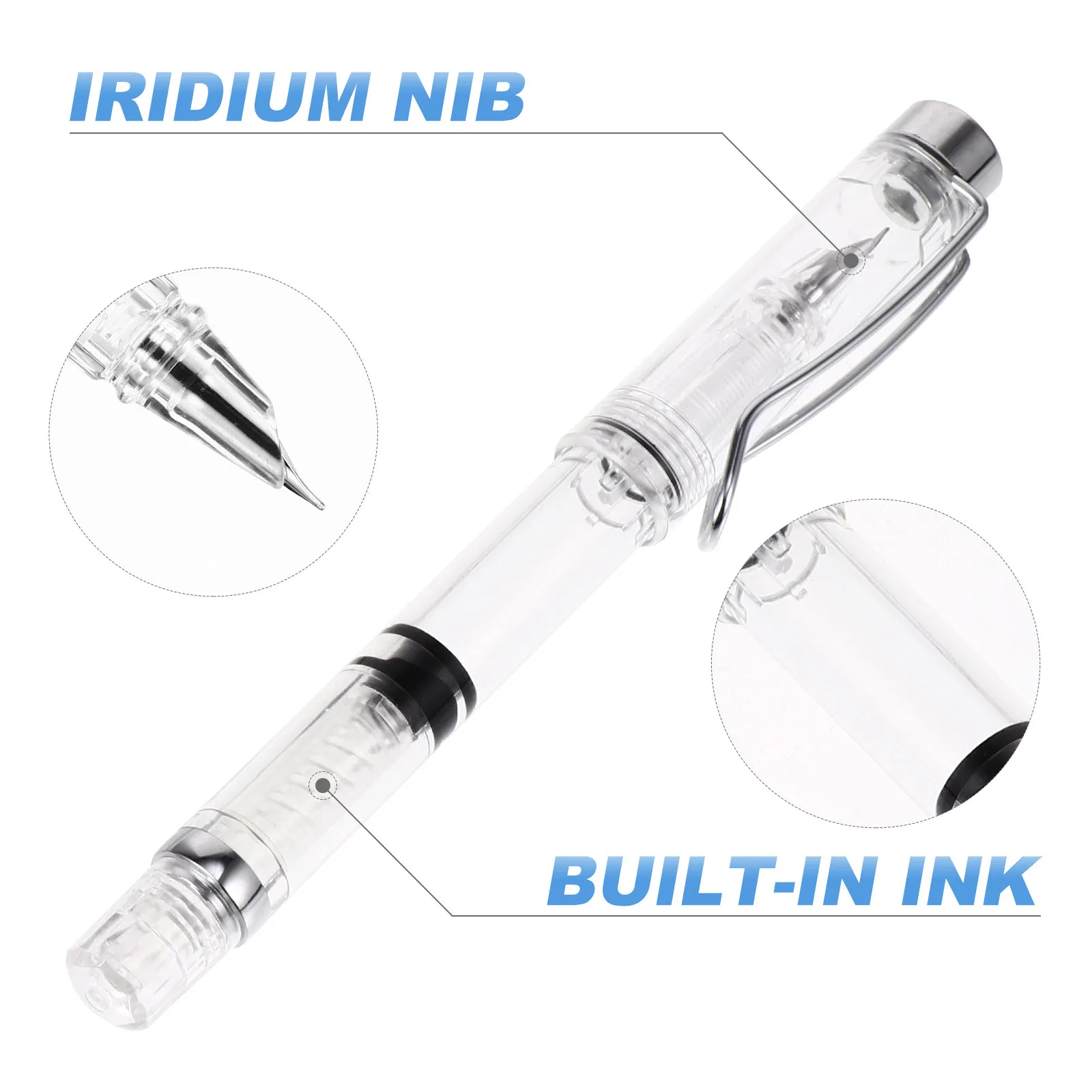 

Best Seller 2Pcs Transparent Fountain Pens, Piston Ink Absorber Calligraphy Pens, Fine Art Nib Writing Pens for Students