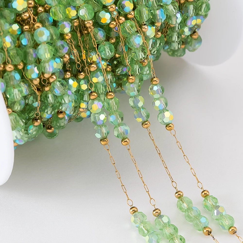 1 メートル/ロットステンレス鋼グラデーション 3.8 ミリメートルラウンドビーズチェーン DIY ブレスレットネックレスジュエリーメイキング検索アクセサリー材料