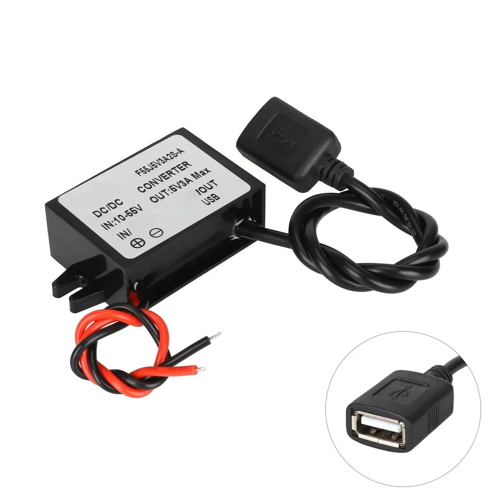 DC to 5V USB Power Converter Module with 10V 55V Input Range for Electric Scooter Car Motorcycle RV Boat Systems