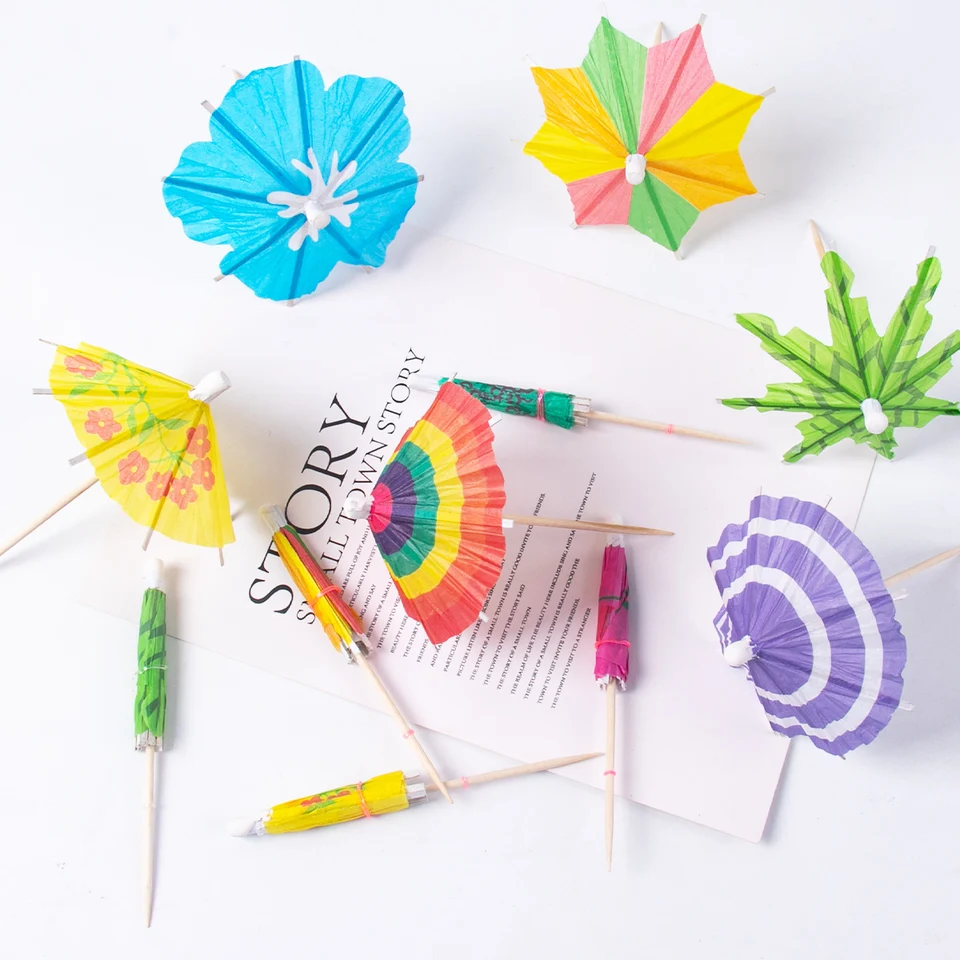 Pics Bambou Parapluies 350 Accessoires Cocktails - 300 Pics Bambou 12 Cm 50 Parapluies Papier 10 Cm - Décoration Boissons Et Apéritifs Bâtonnets Fruits 12cm
