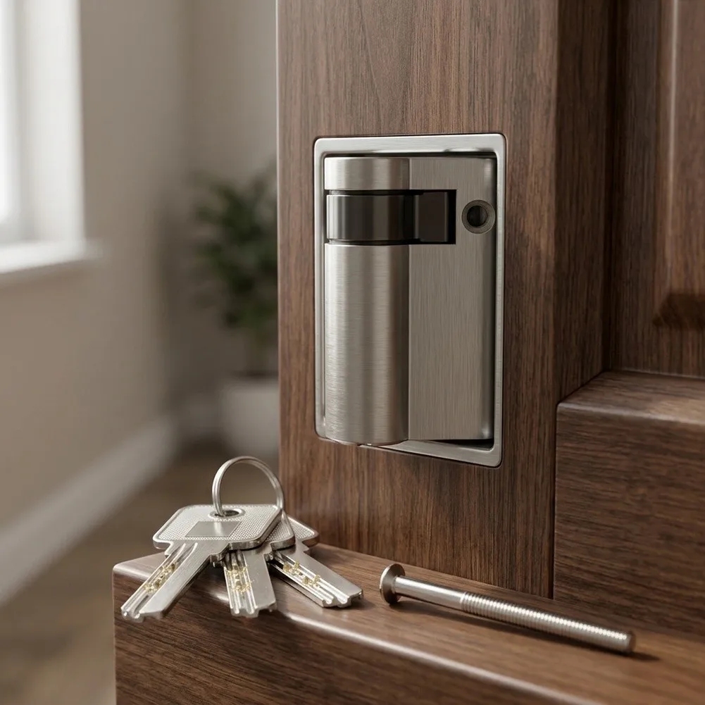 Half Lock Cylinder Replacement Part for Interior Doors Compatible with Wooden Aluminum and Composite Door Materials