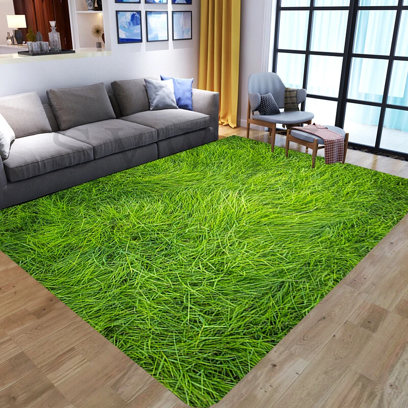 Green Grass Living Room Floor Mat 3D Printing Lawn Plant Bedroom Decoration Hallway Door Mat Non-slip Carpet Bathroom Floor Mat