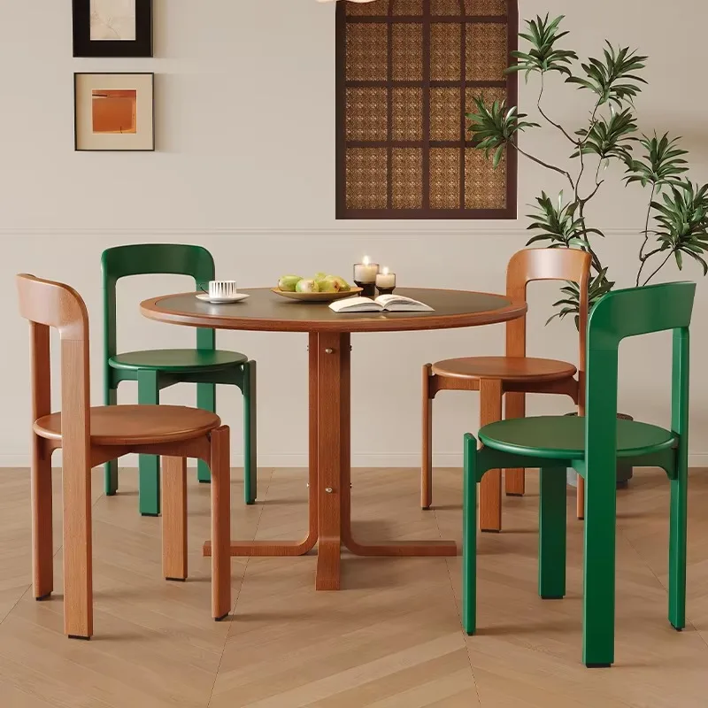 Rey Chair Nordic Beech Solid Wood Plywood Dining Stackable Vintage Curved Backrest Swiss Chair