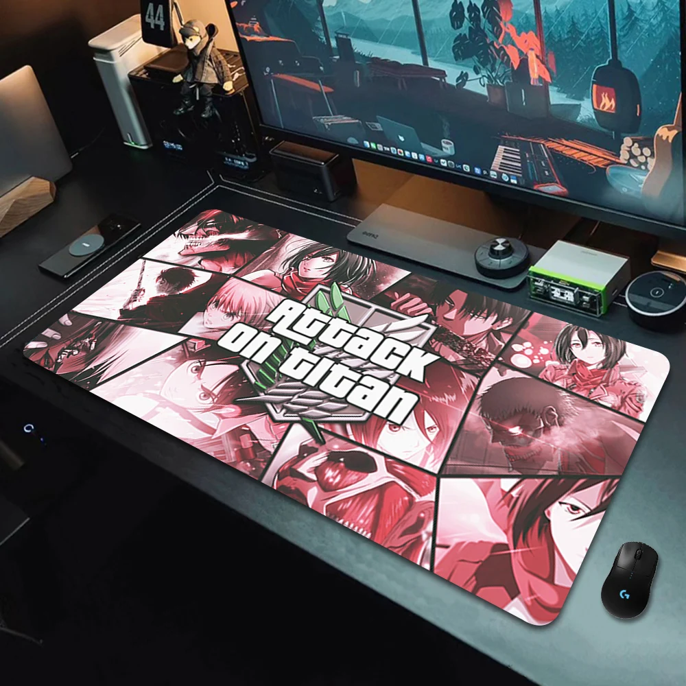 XXL Pc Gamer Non-slip Mousepad Attack On Titan Mousepad Keyboard Large Rubber Desk Mat Anime Computer Carpet Gaming Accessories