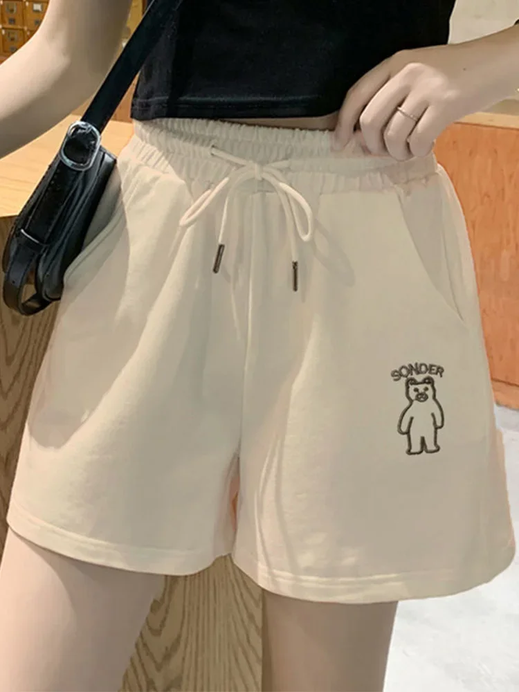 Loose-Fitting High-Waisted Shorts For Women Clothing Streetwear Drawstring Sexy Girl Casual Shorts Fashion Patchwork Ropa Mujer