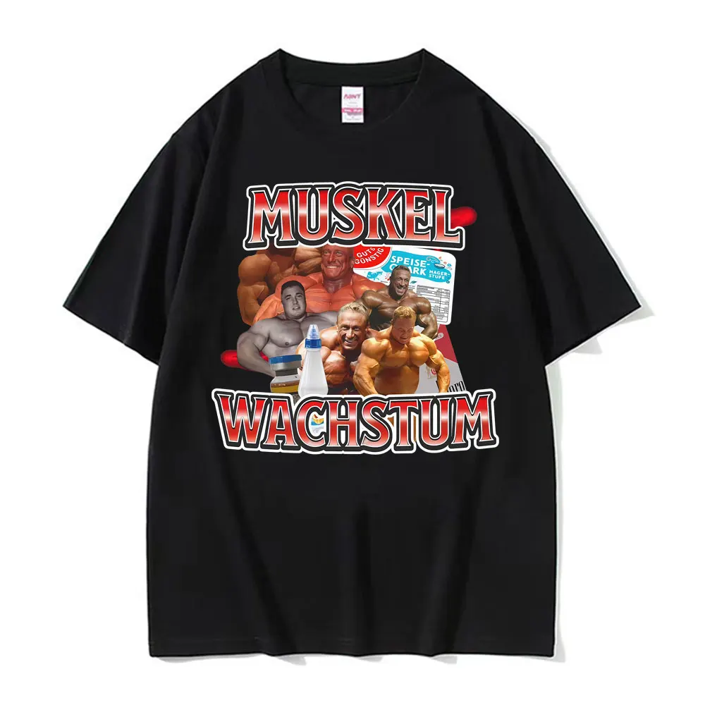 Muskelwachstum Gym Bodybuilding Unisex Print T-shirt Männer Frauen Kleidung Vintage Übergroßen T Shirts 100% Baumwolle T-shirt Streetwear