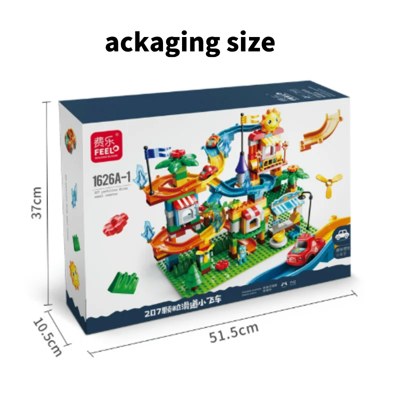 Large-sized marble run track racing car STEM building blocks, educational toys and gifts for children, suitable for kids aged 5
