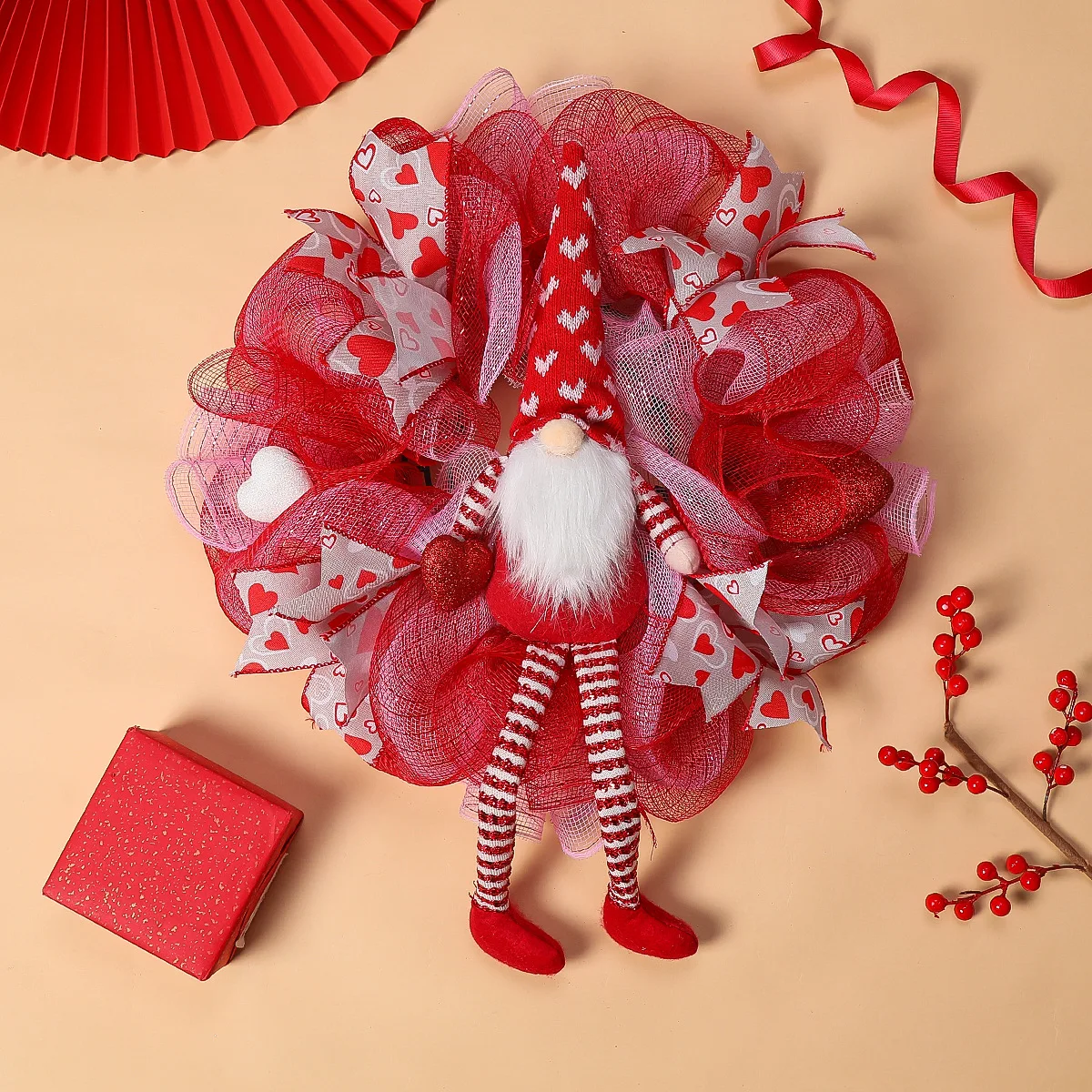 

Creative Wreath Home Decor Valentine's Day Doll Wreath Door Hanging Valentine's Day Garden Decoration Wreath Christmas Santa